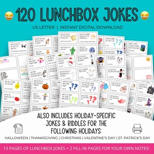 Lunch Box Jokes for Kids | Lunchbox Notes | Printable Lunchbox Notes | Joke Lunch Box Notes | Jokes for Kids | Lunchbox Cards | Kids Riddles