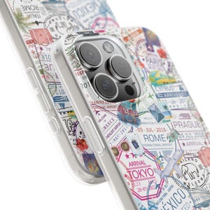 Funda para teléfono con collage de viajes y sello de pasaporte, ideal como regalo de cumpleaños para tu mejor amigo/a. Compatible con iPhone 17, 16, 15, 14, 13, 12, 11 Pro Max, Mini, Air Plus, XR y XS. imagen 5