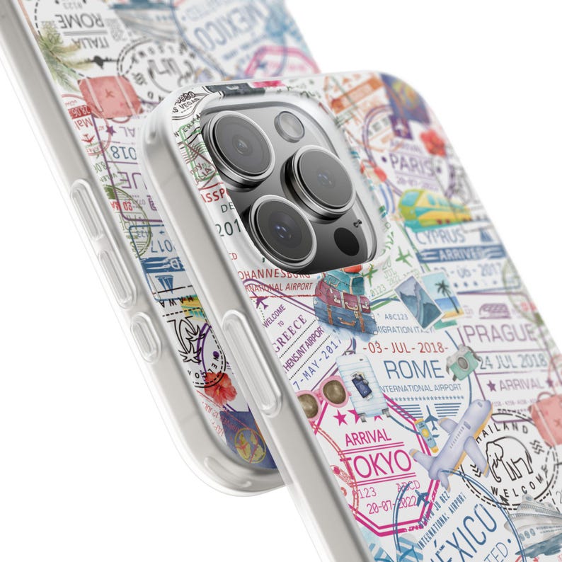 Funda para teléfono con collage de viajes y sello de pasaporte, ideal como regalo de cumpleaños para tu mejor amigo/a. Compatible con iPhone 17, 16, 15, 14, 13, 12, 11 Pro Max, Mini, Air Plus, XR y XS. imagen 5