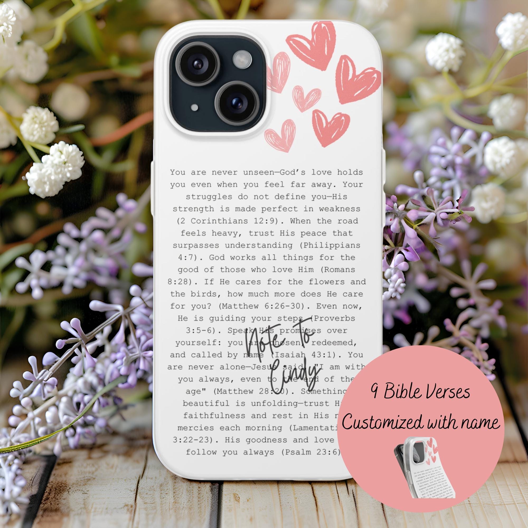 Custom Christian Phone Case Bible Verse Inspirational Gifts Encouragement Gift For Daughter iPhone 16 15 14 13 12 11 Pro Max Plus X XR XS