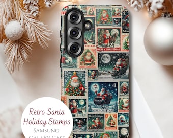Mobilskal med vintage-julkollage och julmotiv till Samsung Galaxy S26 S25 S24 S23 S22 S21 S20 Plus Ultra