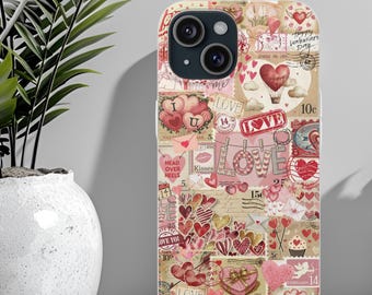 Custodia per telefono vintage con motivo a cuori per San Valentino, per figlia, mamma, coccola, iPhone 17, 16, 15, 14, 13, 12, 11, Air Pro Max, Mini Plus, XR