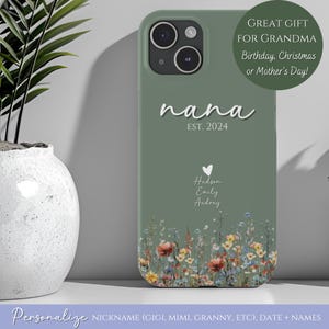 Custom Grandma Birthday Gift Wildflowers Phone Case Personalized Nana Gigi Gifts From Grandkids iPhone 17 16 15 14 13 12 Air Plus Pro Max