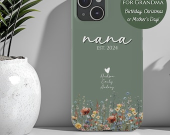 Custom Grandma Birthday Gift Wildflowers Phone Case Personalized Nana Gigi Gifts From Grandkids iPhone 17 16 15 14 13 12 Air Plus Pro Max