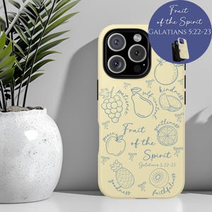 Fruit of the Spirit Phone Case Christian Gifts Bible Verse Fruits Galatians 5:22 Coquette Bow iPhone 16 15 14 13 12 11 Pro Max Plus