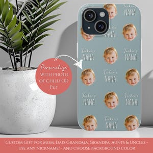 Cadeaux photo personnalisés Coques de téléphone Visage de bébé Photos de bébé Cadeau mamie pour maman Cadeaux personnalisés pour chien iPhone 16 15 14 13 12 11 Pro Max Mini 8 Plus X XR