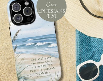 Christian Phone Case Ephesians 3:20 Bible Verse Gifts Beach Religious Scripture Gift iPhone iPhone 17 16 15 14 13 12 11 Pro Max Plus Air