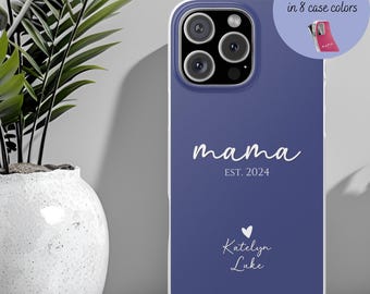 Regalos para mamá primeriza, funda para teléfono "Mamá Est", regalo para mamá primeriza, regalos con nombre personalizado para mamá iPhone 17, 16, 15, 14, 13, 12, 11 Air Pro Max, Mini Plus, XS