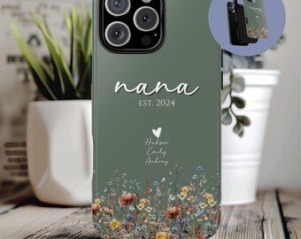 Funda para teléfono personalizada para el cumpleaños de la abuela, regalos personalizados para la abuela, flores para el Día de la Madre, Gigi Mimi, iPhone 17 16 15 14 13 12 11 Pro Max Plus Air