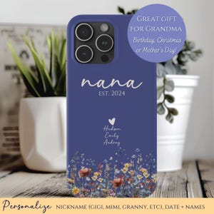Custom Grandma Birthday Gift Wildflowers Phone Case Personalized Nana Gigi Gifts From Grandkids iPhone 17 16 15 14 13 12 Air Plus Pro Max