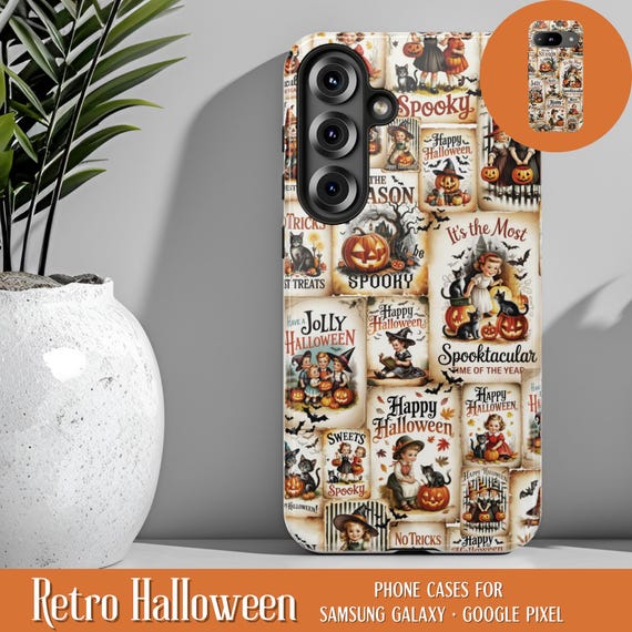 Retro Halloween Phone Case Vintage Halloween Phone Case Creepy Collage Samsung Galaxy S25 S24 S23 S22 Plus Ultra Pixel 9 8 7 6 5 4 4a Pro XL
