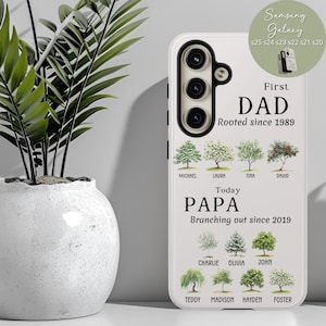 Personalized Grandpa Gifts Fathers Day Samsung Phone Case Birthday Gift Custom Papa Birth Tree Galaxy S25 S24 S23 S22 S21 S20 Plus Ultra