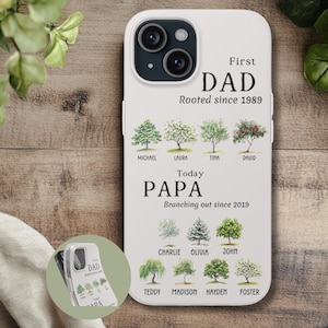 Custom Grandpa Gifts First Dad Now Grandpa Phone Case Birthday Fathers Day Gift from Grandkids Birth Month Trees iPhone 16 15 14 13 12 11