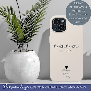 Personalized Grandma Birthday Gift Phone Case Nana New Grandparent Mama Gifts Mothers Day iPhone 17 16 15 14 13 12 11 Air Pro Max Plus XR XS