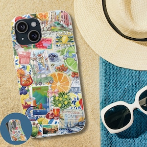 Italy Phone Case Fruity European Summer Collage Coastal La Dolce Vita Cute and Trendy Cover iPhone 16 15 14 13 12 11 Pro Plus Pro Max Mini