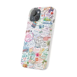 Funda para teléfono con collage de viajes y sello de pasaporte, ideal como regalo de cumpleaños para tu mejor amigo/a. Compatible con iPhone 17, 16, 15, 14, 13, 12, 11 Pro Max, Mini, Air Plus, XR y XS. imagen 6