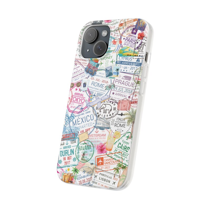 Funda para teléfono con collage de viajes y sello de pasaporte, ideal como regalo de cumpleaños para tu mejor amigo/a. Compatible con iPhone 17, 16, 15, 14, 13, 12, 11 Pro Max, Mini, Air Plus, XR y XS. imagen 6