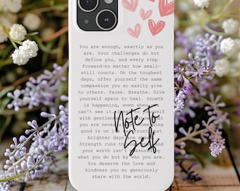 Positive Affirmations Phone Case Mental Health Gift for Her Motivational Quote Note to Self iPhone 16 15 14 13 12 11 Plus Pro Max Mini Slim