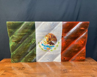 Mexico Flag, Wavy Mexican Flag, Waving International Flag, Charred Mexican Flag, Mexico Wood Flag, Living Room Wall Art, Bandera De Madera
