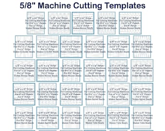 Machine Cutting Templates for 5/8" long Paper Beads including tube, bicone, and barrel.