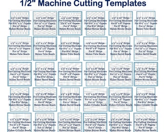 Machine Cutting Templates for 1/2" long Paper Beads including tube, bicone, and barrel.