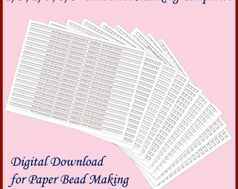 1/8&quot;, 1/4&quot;, 3/8&quot; Universal Paper Bead Sheet Marking Templates to make Sizes 1/8&quot;, 1/4&quot; and 3/8&quot; long beads. 9 Templates total.