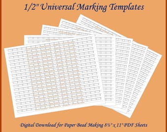 1/2" Universal Paper Bead Sheet Marking Templates to make 1/2" long beads. 5 Templates total.