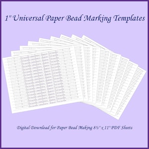 Plantillas de marcado de hojas de papel universales de 1&quot; para hacer cuentas de 1&quot; de largo. 9 plantillas en total.