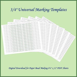 3/4&quot; Universal Paper Bead Sheet Marking Templates to make 3/4&quot; long beads. 7 Templates total.