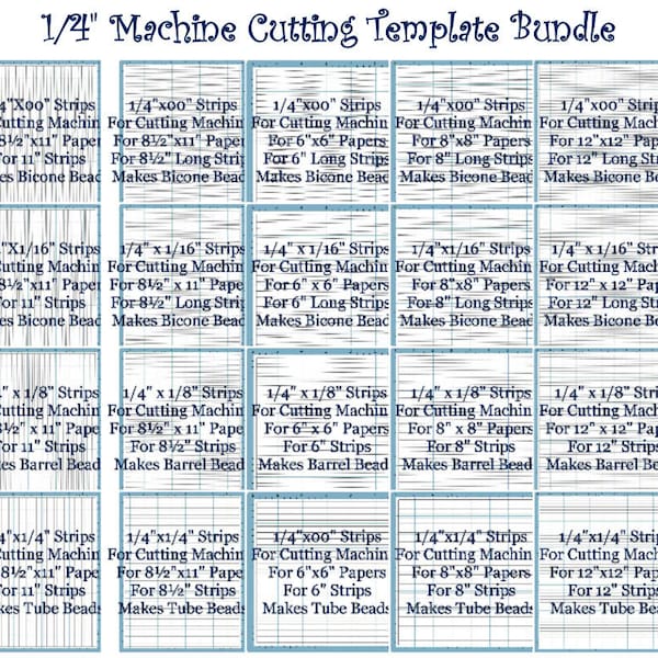 Paper Bead Machine Cutting Templates for 1/4" long beads