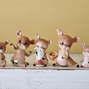 Set of 5 Vintage Josef Originals miniature pig figurines