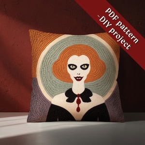 Scary Clown Punch Needle Pattern PDF – Spooky Halloween Horror Decor – Creepy DIY Embroidery for Haunted House or Wall Art