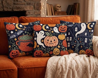 Cute Ghost Punch Needle Patterns Bundle Spooky Halloween Cauldron PDF Embroidery Haunted House Cozy Fall Decor