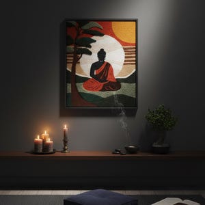 Buddha Punch Needle Pattern, Zen Home Decor Pattern, Meditation Room Art, Yoga Studio, Spiritual Craft for Adults, Mindfulness Gift image 9