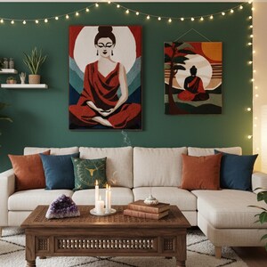 Buddha Punch Needle Pattern, Zen Home Decor Pattern, Meditation Room Art, Yoga Studio, Spiritual Craft for Adults, Mindfulness Gift image 7
