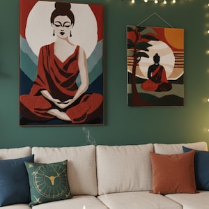 Buddha Punch Needle Pattern, Zen Home Decor Pattern, Meditation Room Art, Yoga Studio, Spiritual Craft for Adults, Mindfulness Gift image 8