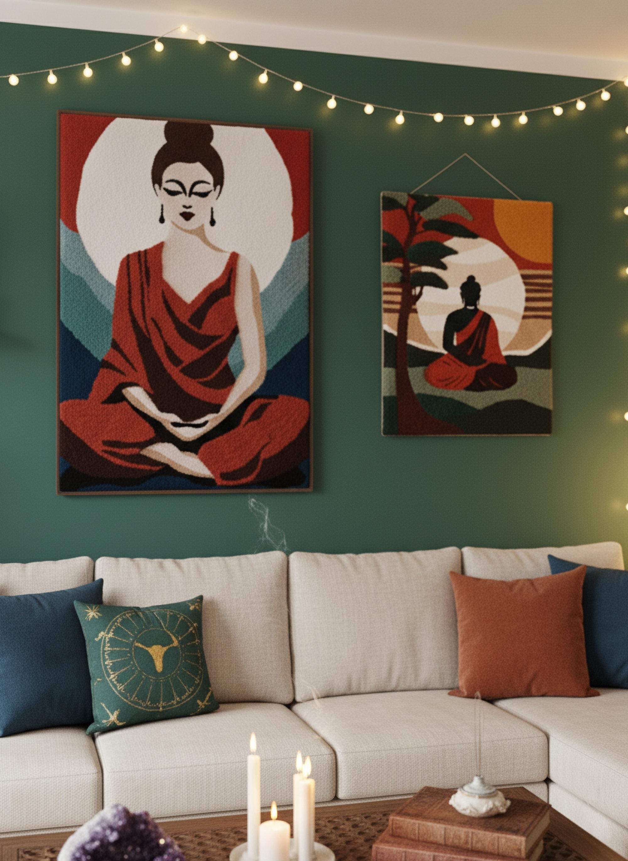 Buddha Punch Needle Pattern, Zen Home Decor Pattern, Meditation Room ...