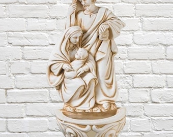 Holy Family Holy Water Font | Catholic Wall Holy Water Font | Ivory Holy Water Font | Catholic Home Blessing | Religious Wall Decor