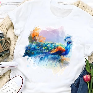 Peacock T Shirt - Designer Clothing - Peacock Painting