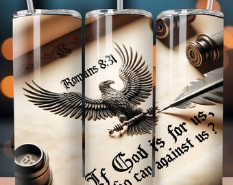 Versetto della Bibbia Romani: Se Dio è per noi, chi può contro di noi? Design 20oz Tumbler Wrap dritto per sublimazione Design unico Download digitale PNG