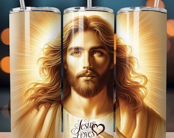 Gesù mi ama: versetto della Bibbia, fede cristiana, scrittura ispirata, religiosa, spirituale, 20 once, bicchiere dritto, download digitale PNG