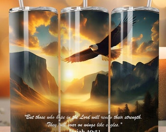 Versetto della Bibbia Isaia 40:31 "Ma quelli che sperano nel Signore acquistano nuove forze, si alzano con ali come aquile" Tumbler da 20 once