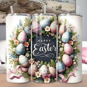 Happy Easter Theme, Beautiful Easter Eggs, Cute Eggs, 20oz Straight Sublimation Tumbler Wrap Unique Design Digital Download PNG