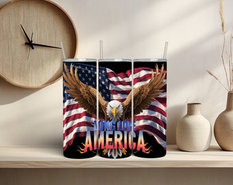 American Flag Eagle 20oz Tumbler Wrap, Patriotic PNG (Digital Download)