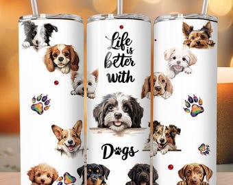 Cute Puppy Dogs 20oz Tumbler Wrap, Sublimation Design (Digital Download)