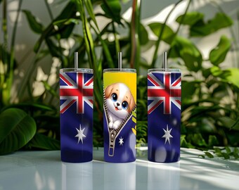 Aussie Flag Puppy 20oz Tumbler Wrap (Digital Download)