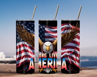 American Flag Eagle Tumbler Wrap, 20oz Skinny Sublimation Design (Digital Download)