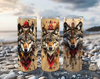 Bicchiere Native Wolf da 20 once con design a sublimazione (download digitale)