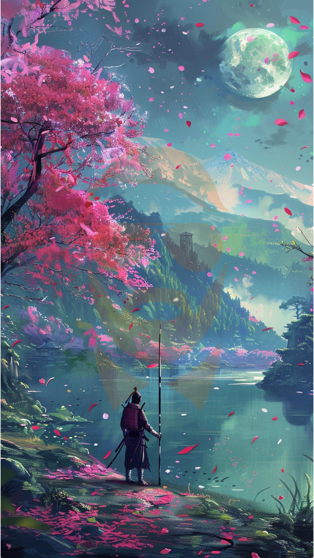Bundle Phone Digital Wallpaper Samurai Lake/mountain - Etsy