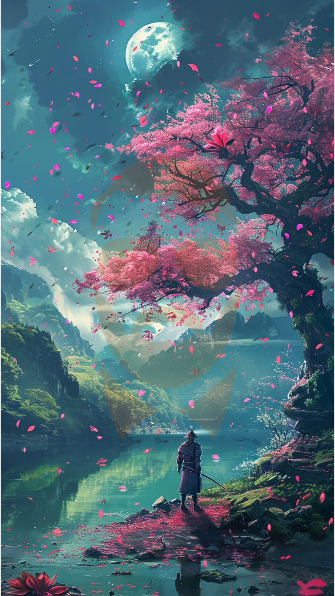 Bundle Phone Digital Wallpaper Samurai Lake/mountain - Etsy
